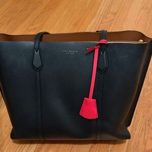 Tory Burch Black Tote with Red Accent